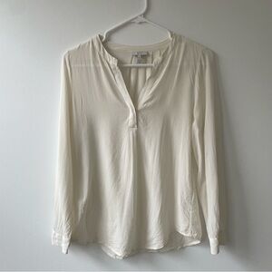 100% Silk Joie blouse - Porcelain Ivory Split V Neckline